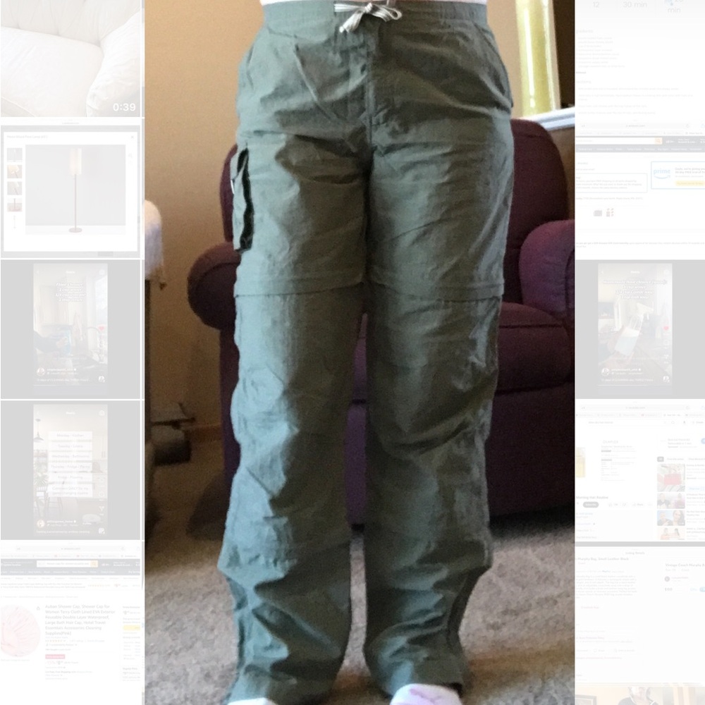 Women’s Green Nylon Cargo Pants